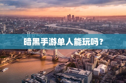 暗黑手游单人能玩吗？